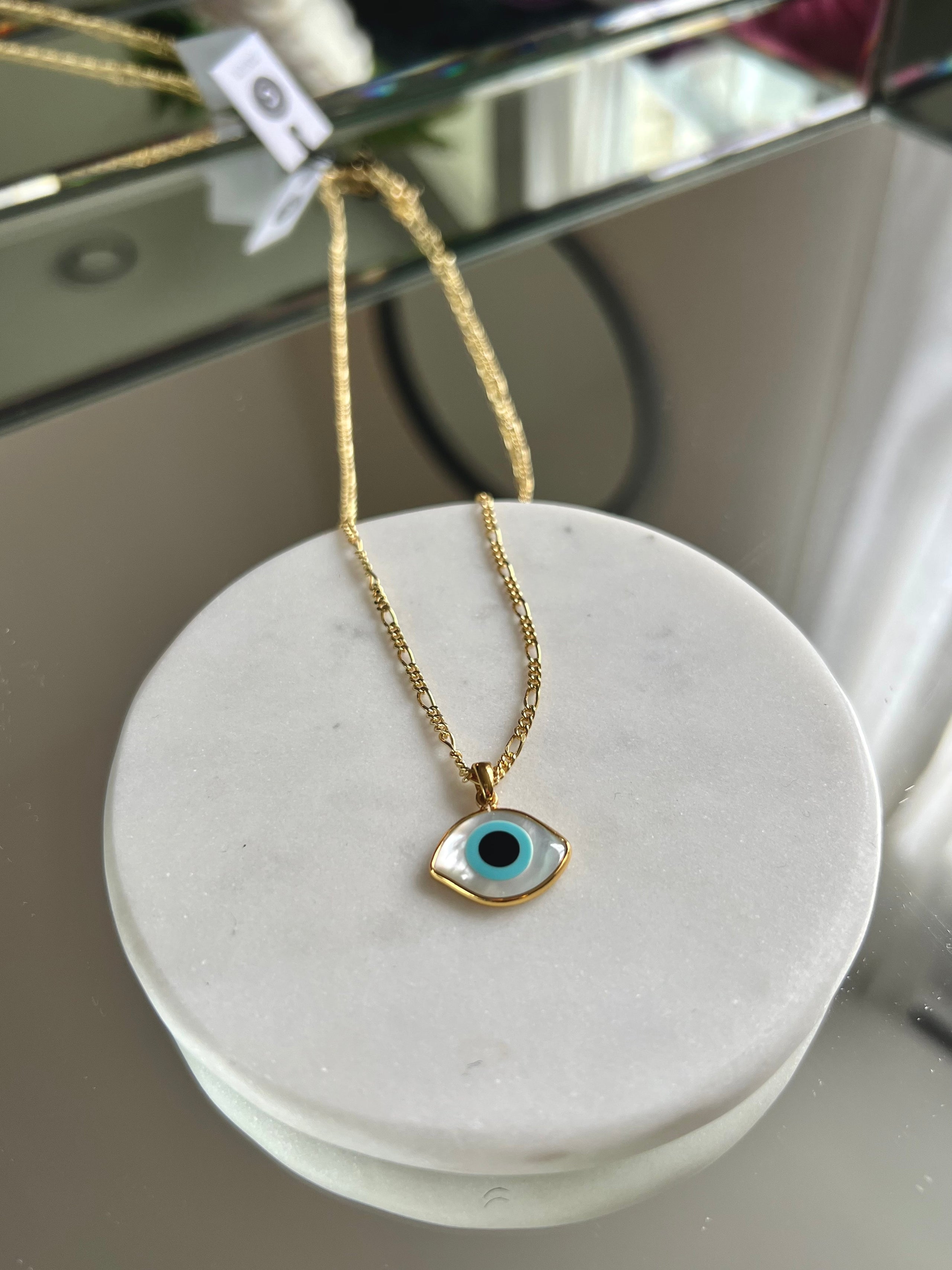 Mother of Pearl Evil Eye Necklace